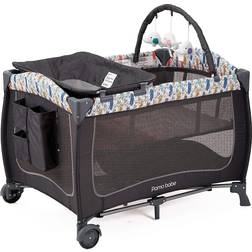 Pamo Babe Portable Travel Crib for Toddlers Baby Playpen with Bassinet & Changing Table