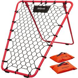 GoSports Basketball Rebounder with Adjustable Frame, Rubber Grip Feet and Sandbags Red