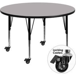 Flash Furniture Wren Mobile 48'' Round Grey Thermal Laminate Activity Table Height Adjustable Short Legs, XU-A48-RND-GY-T-P-CAS-GG