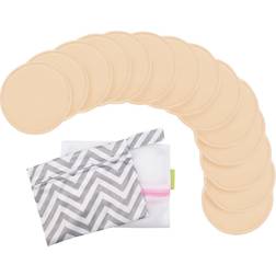 KeaBabies 14pk Soothe Reusable Nursing Pads for Breastfeeding, 4-Layers Organic Breast Pads, Washable Nipple Pads Bare Beige