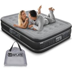EZ INFLATE Double High Luxury Air Mattress with Built in Pump