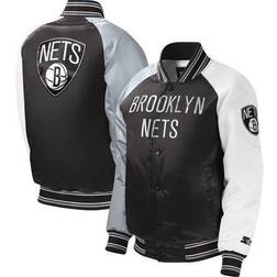 Starter Youth Black Brooklyn Nets Raglan Full-Snap Varsity Jacket