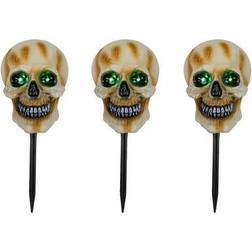 Northlight Set of Lighted Skeleton Head Halloween Pathway Markers with Sound