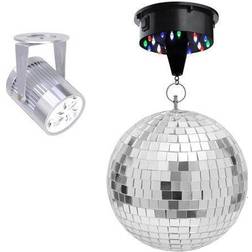 Yescom 12' Mirror Ball w/ 6RPM Rotating Motor 3W White Pin Spot Spotlight Kit DJ Club Party