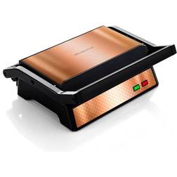 Ovente electric panini press grill with nonstick coated plates gp0540co