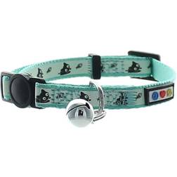 Pawtitas Glow In The Dark Teal Safety Buckle Removable Bell Collar