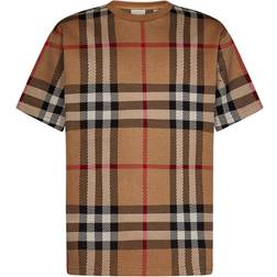 Burberry Check Pattern T-Shirt Beige