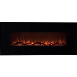 50” Black Wall Mounted Electric Fireplace w /Log, Wood