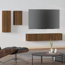 vidaXL Brown oak, 30,5 Cabinet Set 4 Engineered Wood Multi TV Bench