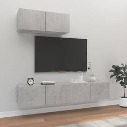 vidaXL Concrete grey, 80 Cabinet Set 3 Engineered Wood Multi TV Bench