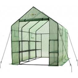Ogrow 117"L 67"W 83"H Steel Deluxe Walk-In Greenhouse with 2 Tiers with Green Cover Machrus