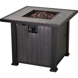 OutSunny 30 W 24.6 H L Square Steel Propane Fire Pit with Beautiful