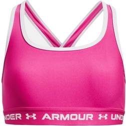 Under Armour Mädchen Crossback Mid-Impact Solid Sport-BH, Rebel Pink/Weiß