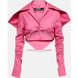 Jacquemus La Chemise Meio cotton cropped shirt pink