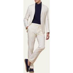 Ralph Lauren Gregory Hand-Tailored Silk-Linen Trouser Classic Cream