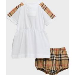 Burberry Kids Baby Check dress and bloomers set white