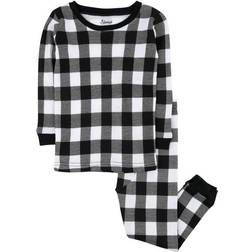 Leveret Cotton Plaid Pajamas - Black/White