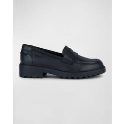 Geox Girls Black Leather Loafers Black