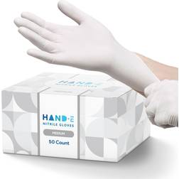 Hand-E Nitrile Gloves Count Disposable White Powder Latex Free Gloves