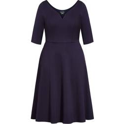 City Chic Cute Girl Elbow Sleeve Dress Plus Size - Navy
