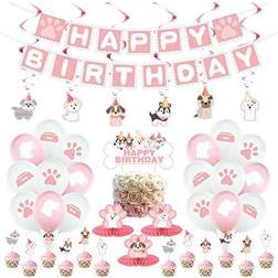 Dog birthday decorationsdog paw prints party supplies for girls pink lets pawty
