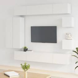vidaXL High gloss white, Cabinet Set Engineered Wood Multi Colours TV Bench