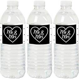 Big Dot of Happiness Mr. & mrs. black & white water bottle sticker labels 20 ct