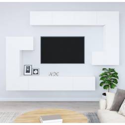 vidaXL White, 30.5 Wall-mounted Cabinet Engineered Wood Multi TV Bench