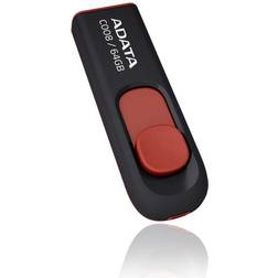 Adata C008 64GB USB 2.0 Retractable Capless Flash Drive, Black/RED AC008-64G-RKD