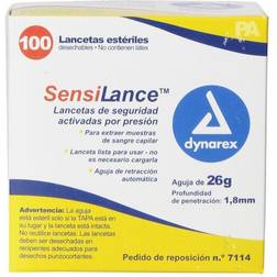 Dynarex Sensilance Safety Lancets, 26 Gauge, Sterile, 100 Count