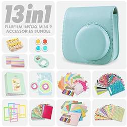 Fujifilm instax mini 9 ice blue 13 piece accessory bundle