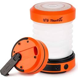 Thorfire led camping lantern lights hand crank usb rechargeable orange