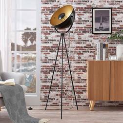 Lindby Black-golden tripod Floor Lamp