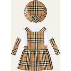 Burberry Kids Baby Vintage Check bodysuit, bucket hat, and dress multicoloured