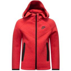 Nike Older Boy's Sportswear Tech Fleece Hoodie - Light University Red Heather/Black/Black