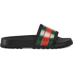 Gucci Web Rubber Slide Sandal - Black