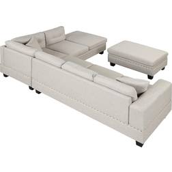 P PURLOVE Sectional with Reversible Chaise Light Gray 74.5" 6 Seater