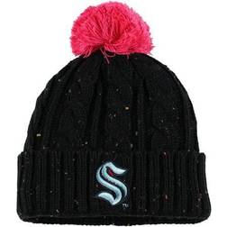 Outerstuff Girls Youth Black Seattle Kraken Nep Yarn Cuffed Knit Hat with Pom
