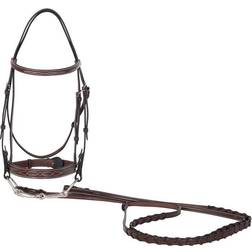 Huntley Equestrian Fancy-Stitched Raised Bridle, Pony, Nut Color
