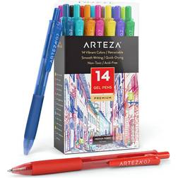 Arteza retractable gel ink pens bright colors set of 14