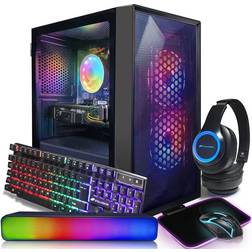 STGAubron Gaming,Intel Core I3-10100F up to 4.3G,Radeon RX 5500XT 8G GDDR6,16G DDR4,512G SSD,WiFi,BT 5.0,RGB Fanx3,RGB Keybaord&Mouse&Mouse Pad,RGB Bluetooth Sound Bar,RGB Bluetooth Gaming Mic,W11H64