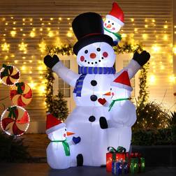 LuxenHome 8.5ft snowman and snow kids inflatable with led lights