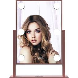 Impressions Vanity hollywood tri-tone makeup mirror with 6 led bulbs rose gold