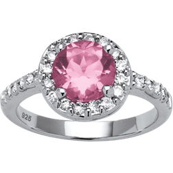 PalmBeach Simulated Birthstone Ring - Silver/Pink/Transparent