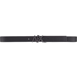 Armani Exchange Logo Buckle Leather Belt - Black