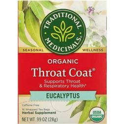 Traditional Medicinals Organic Throat Coat Eucalyptus Tea Bags 1oz 1