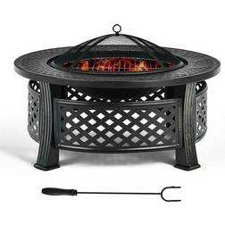 Costway 32 Round Fire Pit Set W/ Cover