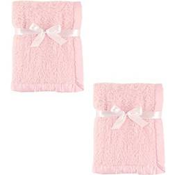 Hudson baby sherpa plush blanket with satin binding, pink 2-piece, one size