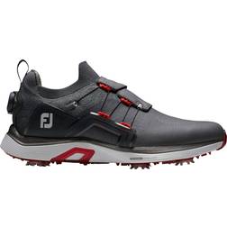 FootJoy HyperFlex Cleated BOA Shoes Charcoal/Gray/Red Wide