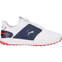Puma Men's Ignite Elevate Disc Golf Shoes, 10.5, White/Silver/Navy